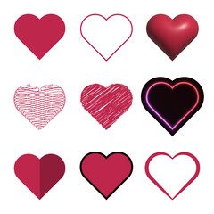 Hearts collection. Set of heart, love symbol