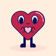 retro vintage cartoon heart for valentines day