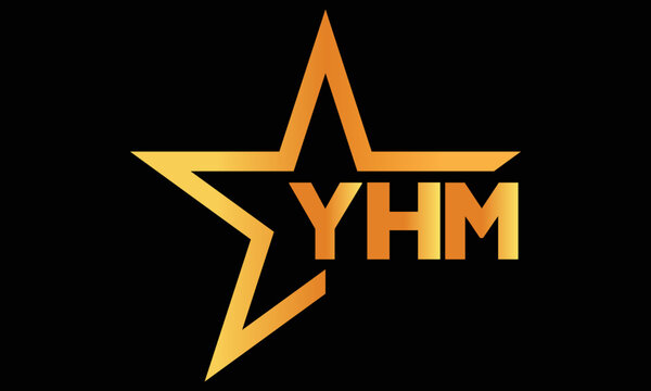 YHM golden luxury star icon three letter logo design vector template. royal logo | luxury logo | jewelry logo | premium logo | iconic logo | Victoria logo |	