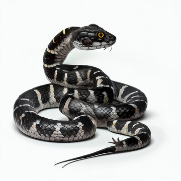 Banded Krait full body image with white background ultra realistic



