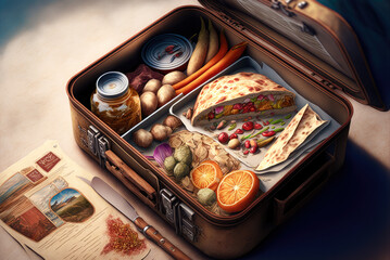 Fototapeta na wymiar box of food - Digital Painting - Generative AI