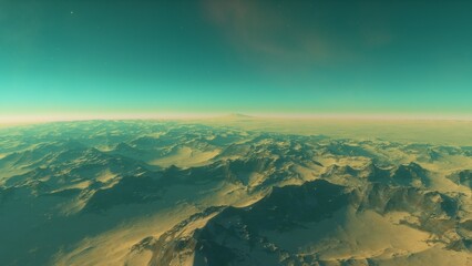 science fiction wallpaper, cosmic landscape, realistic exoplanet, abstract cosmic texture, beautiful alien planet in far space, detailed planet surface, abstract aerial view, abstract texture 3d rende