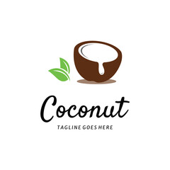 Natural Young Coconut Flat Design Logo Template.