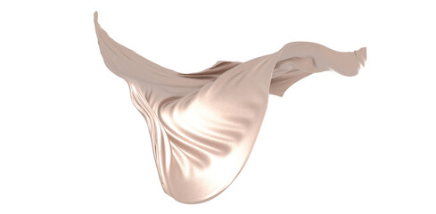 Flying gold cloth isolated on white background 3D render - png transparent