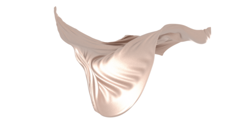 Flying gold cloth isolated on white background 3D render - png transparent