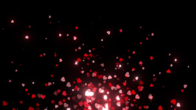 red flying hearts romantic Happy Valentines day animation background
