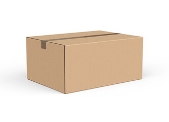 Cardboard box on white background 3d Render 