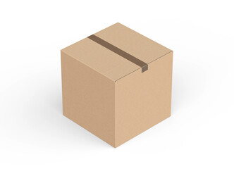  Empty delivery cardboard box brown parcel package 3d illustration 