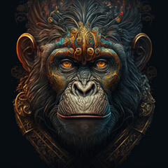 King monkey abstract realistic Generative AI