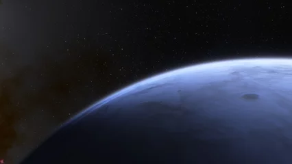 Photo sur Plexiglas Pleine Lune arbre super-earth planet, realistic exoplanet, planet suitable for colonization, earth-like planet in far space, planets background 3d render 