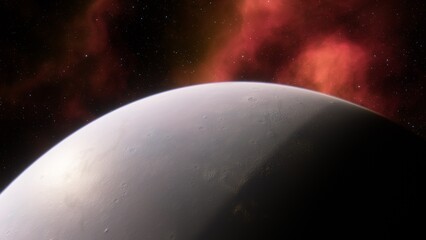 Naklejka premium super-earth planet, realistic exoplanet, planet suitable for colonization, earth-like planet in far space, planets background 3d render 