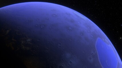super-earth planet, realistic exoplanet, planet suitable for colonization, earth-like planet in far space, planets background 3d render
