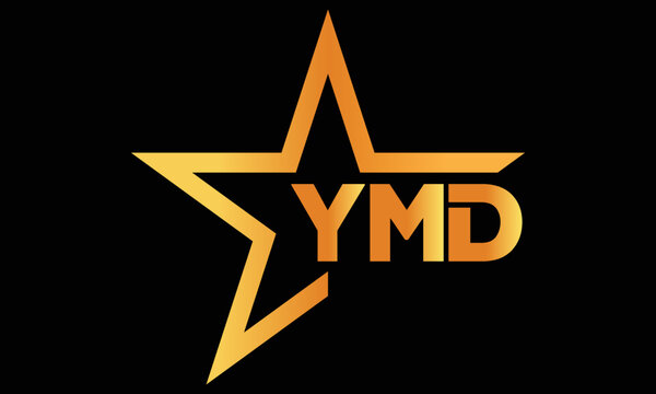 YMD golden luxury star icon three letter logo design vector template. royal logo | luxury logo | jewelry logo | premium logo | iconic logo | Victoria logo |	