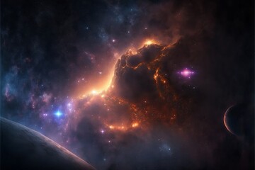 Obraz na płótnie Canvas Universe Filled with Stars, Nebula, and Galaxy, generative by ai