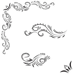 Set of mixed floral classical decorations, Vector illustration of decorative frame set. 