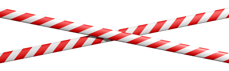 gekreuzte Absperrb&auml;nder Rot/Wei&szlig;