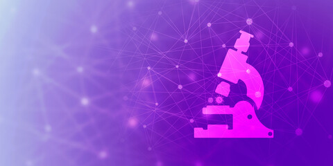 2d rendering virus testing Microscope with medicine bottle