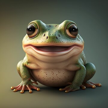 Cute Little Green Baby Frog ,made With Generative AI