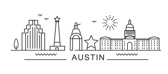 Austin City Line View. Poster print minimal design. - 563082976
