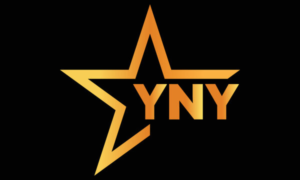 YNY golden luxury star icon three letter logo design vector template. royal logo | luxury logo | jewelry logo | premium logo | iconic logo | Victoria logo |	
