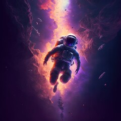Obraz na płótnie Canvas Astronaut floating zero gravity in outer space ,made with Generative AI