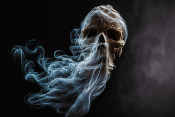 Smoking kills skull. Generative AI - obrazy, fototapety, plakaty