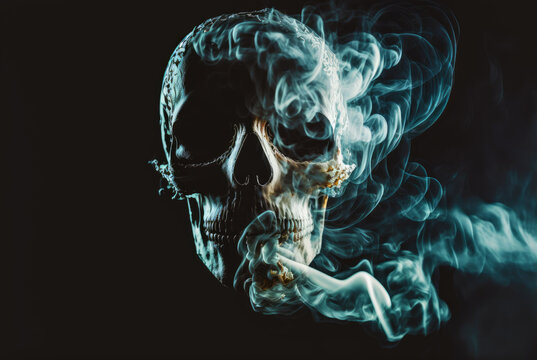Smoking kills skull. Generative AI