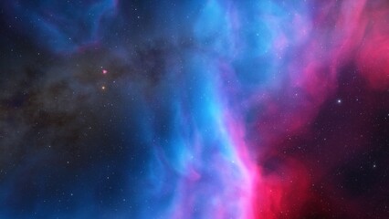 Cosmic background with a blue purple nebula and stars
