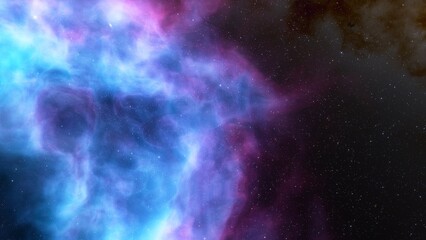 Cosmic background with a blue purple nebula and stars
