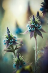 Starflower, "Borago officinalis" flowers in the field ,made with Generative AI