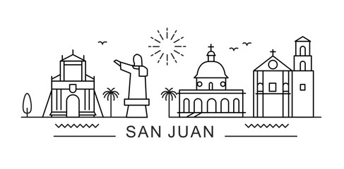 San Juan City Line View. Poster print minimal design.