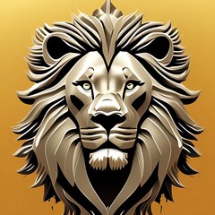 Naklejka na ściany i meble HD logo illustration of a head of a safari jungle lion king, vector, wallpaper and background of wildlife animal head, brand logotype, graphic symbol of strength and power, black, white, zoo, nature 