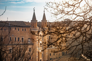 Landscape of Urbino and Ducal Palace. Marche, Italy.