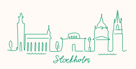 Stockholm City Line View. Poster print minimal design.