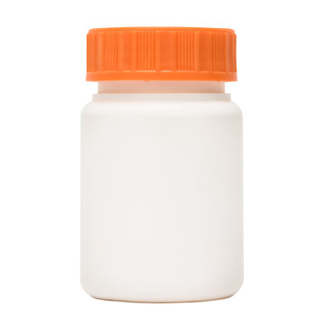 Frasco pl&aacute;stico para capsulas ou comprimidos, usado para armazenar medicamentos manipulados.	