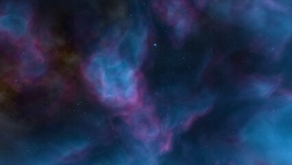 Cosmic background with a blue purple nebula and stars
