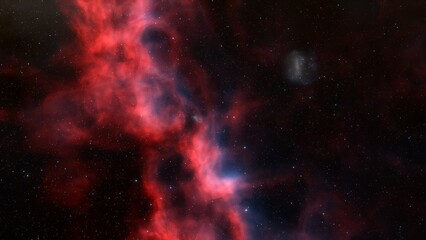 Cosmic background with a blue purple nebula and stars
