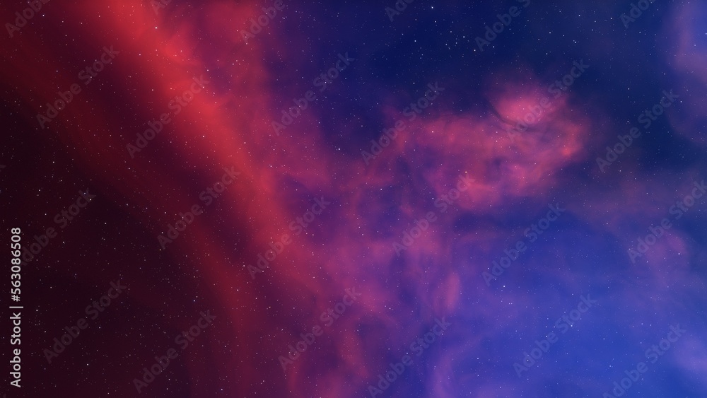 Wall mural red-violet nebula in outer space, horsehead nebula, unusual colorful nebula in a distant galaxy, red