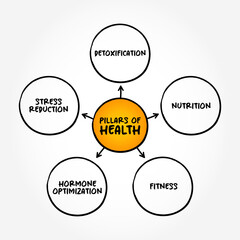 Pillars of health mind map text concept for presentations and reports
