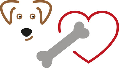 Hund mit Lächeln, Knochen für Hunde, Hunde und Hundepflege Logo, Hintergrund