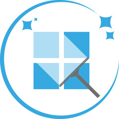 Fensterabzieher und Fenster, Fenster putzen, Logo, Reinigung, Reinigungsfirma