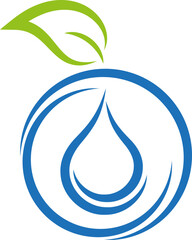 Wassertropfen und Blatt, Wellness und Spa Logo, Icon
