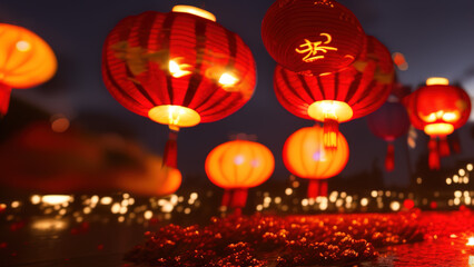 Obraz na płótnie Canvas chinese lantern, chinese new year, decoration, Generative AI