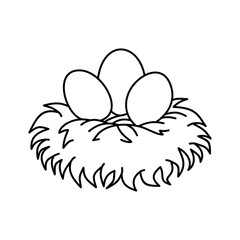 Bird Nest Vector Illustration - Cute Spring Nature Clipart for Wildlife, Easter, Animal Habitat | Eco-Friendly, Tree Branch, Eggs | Digital Scrapbooking, Nursery Decor