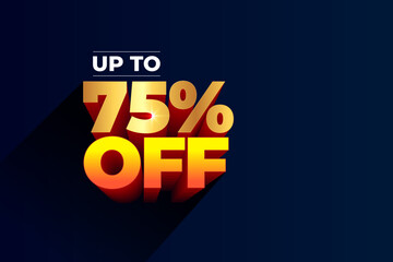 Seventy-five percent off promotion Sales concept
75% off 3D typography Banner