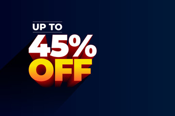 Forty-five percent off promotion Sales concept
45% off 3D typography Banner