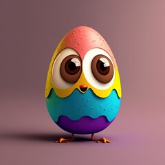 Fototapeta premium Cute Colorful Easter Egg (Generative AI)