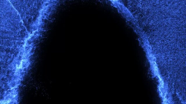 Smooth abstract motion of blue particles in a wave form for a modern and digital feel, Perfectly usable for a wide range of topics. 4K seamless loop.