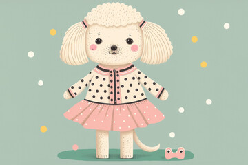 Fototapeta na wymiar Adorable Puppy in Cute outfit, Cartoon Character, Generative AI