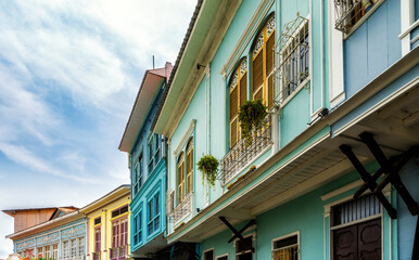 Obraz premium Street view in historic Las Penas neighborhood in Guayaquil, Ecuador